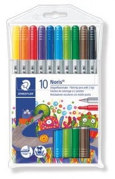 Filctoll készlet, 1-3 mm, kétvégű, kimosható, STAEDTLER "Noris® 320", 10 különböző szín